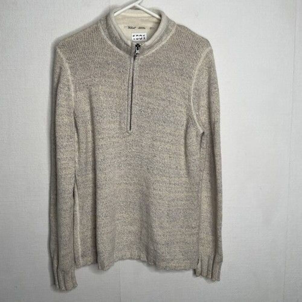 Vintage Woolrich British Tan Wool Blend 1/4 Zip Sweater Pullover Women Size L